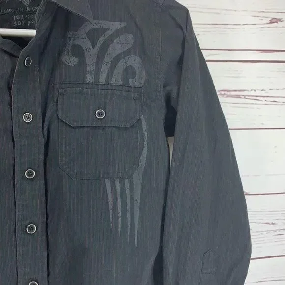 Micros Clothing Co. Boys Black Button Down long sleeve embroidered Shirt - Picture 4 of 8